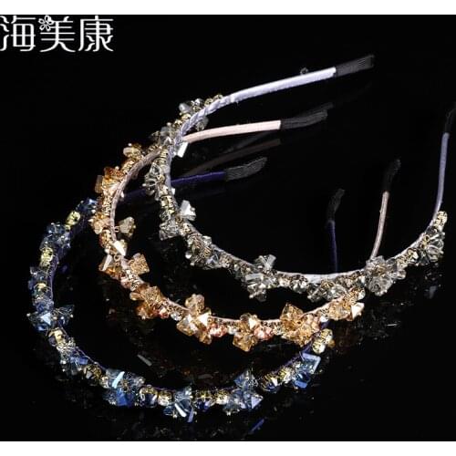 Haimeikang Girls Shiny Luxury Rhinestone Hair Band Bride Hair Hoop Hair Accessories for Women Crystal Headbands Prom Headwear