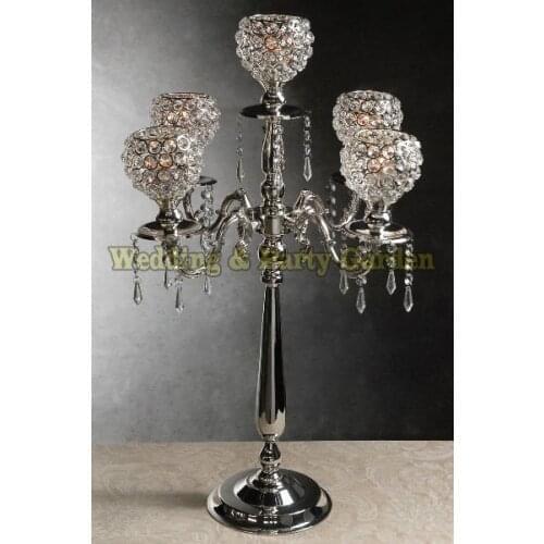 Crystal Candelabras Silver Wedding Candelabrum Candle Holder Table Centerpiece