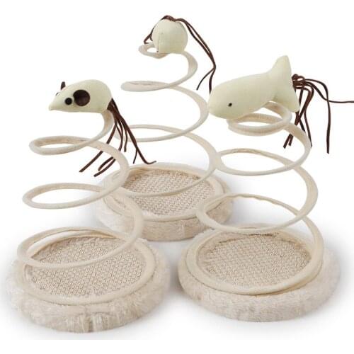 Pet Toy Cat Play Game Spring Holder Foldable Funny Interactive Toy Mouse Fish Ball Head Durable Kitty Play Accessories