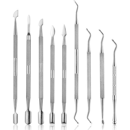 Nail Art tools Dual-ended Clean Cuticle Pusher Fork triangular Hook Fixer Remover Foot Care Toe Ingrown Pedicure Tool FY239