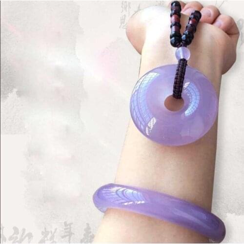 Fine jewelry Ice seed Brazilian natural agate violet chalcedony round Bracelet boutique