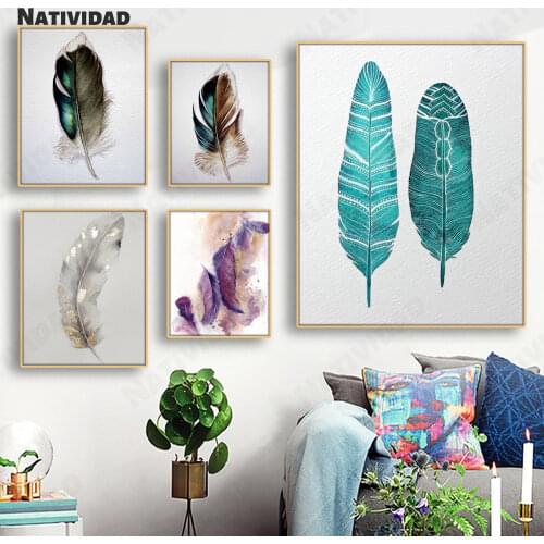 Silver Feather Canvas Painting Art Living Room Interior Decoration Posters and Printing Modern Home Decoration Wall Pictures