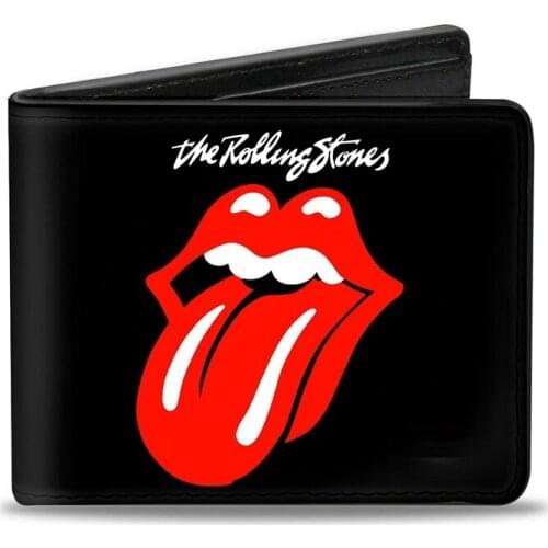 Rolling Stones Logo Card Holder PVC Card Women Wallet Clear Short Purse Mini Money Wallet Card Holder Unisex Zipper Wallets