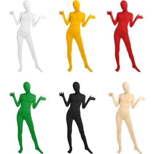 Halloween Anime Unisex Lycra Cosplay Costume All-inclusive Pure Color Tight Jumpsuit Second Skin Suit Stage Zipper Bodysuit