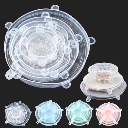 Meijuner 6pcs Food Silicone Cover silicon stretch lids Food Wrap Bowl Pot Lid Cooking Food Fresh Cover Kitchen Accessories