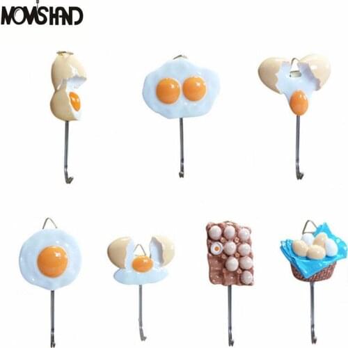 MOMS HAND Resin Egg Shape Kitchen Hook Strong Adhesive Paste Hooks