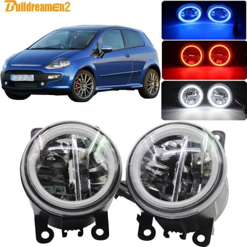 Buildreamen2 Car 4000LM Fog Light H11 LED Angel Eye Daytime Running Light DRL 12V Accessories For Fiat Punto Evo 2009-2012