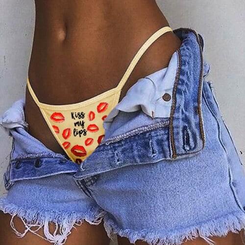 Summer Plus Size Sexy High Waist Thong Kiss My Lips Letter Print Women Funny Underwear Panties Ladies Sex Game Booty Shorts