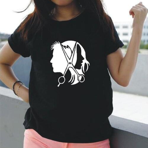 Fashion Scissors Cutting Hair Print Tee Shirt Femme Summer Hipster T Shirt Women Tops Casual Harajuku Tshirt Camiseta Mujer