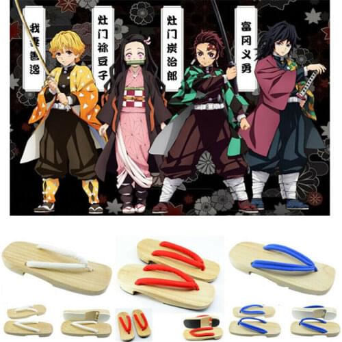 Demon Slayer Kimetsu no Yaiba Cosplay Clog Japan Men Flat Heel Sandal Slipper Men Japan geta Anime women Cosplay Shoes