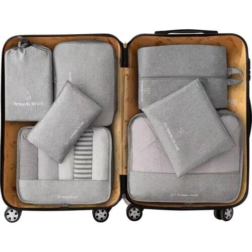 7 Pieces Set Travel Bag Organizer Clothes Storage Suitcase Kit Underwear Socks Shoes Storge Bag Luggage Sets Travel Accessories