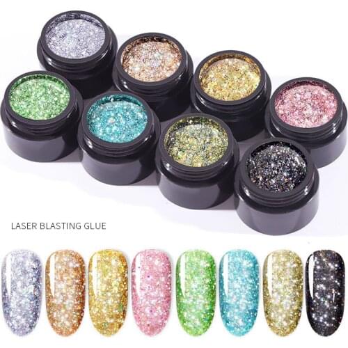 5ml New Diamond Glitter UV Nail Gel Polish Shiny Sequins Led Nail Polish Lacquer Long Lasting Platinum Hybrid Led Gel Enamel