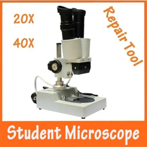 20x 40X Illumination Student Children Educational Binocular Stereology Microscope Repairing Tool Characterization Utility School