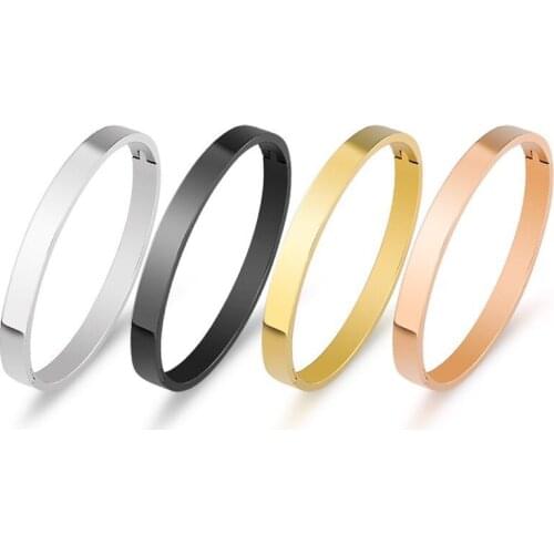 Wholesale Jewelry--titanium steel Smooth Bangle for Men Women Different Size Europe Fashon 4 Gold Color