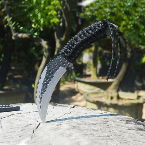 Sharp outdoor knife Handmade 5CR13 steel Hunting Knife Camping Survival Knife Rope binding handle Fixed Blade Tactical Knife