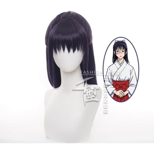 Anime Jujutsu Kaisen Iori Utahime Dark Purple Wig Cosplay Costume Heat Resistant Synthetic Hair Women Party Wigs + Wig Cap