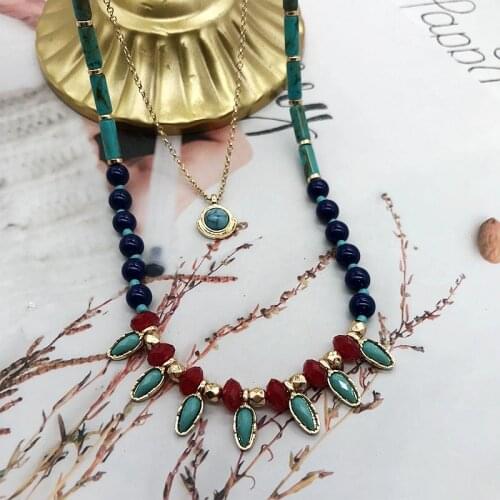 Colorful Beads Pendant Necklace Collar Bohemian Jewelry For Womens Party