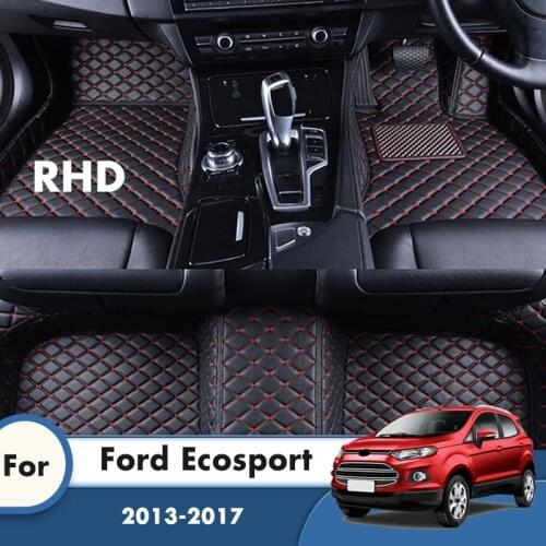 RHD Carpets For Ford Ecosport 2017 2016 2015 2014 2013 Car Floor Mats Artificial Leather Waterproof Auto Interior Accessories