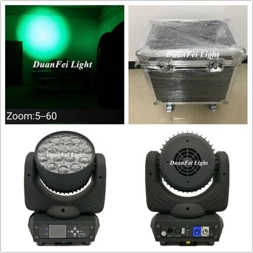 With 2 Flycase)8pcs/lot 19x15w rgbw 4in1 led moving head beam stage lighting ring led effect dj moving head wash zoom led lyre