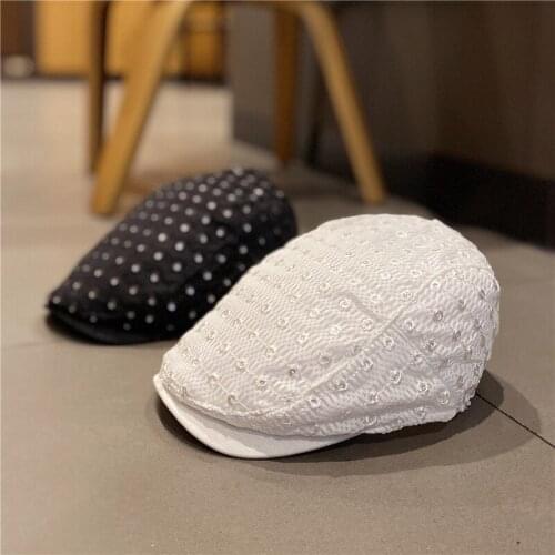 New Spring and Summer England Retro Lace Forward Cap Breathable Sun Hat Womens Casual Beret Ladies Sun Hat
