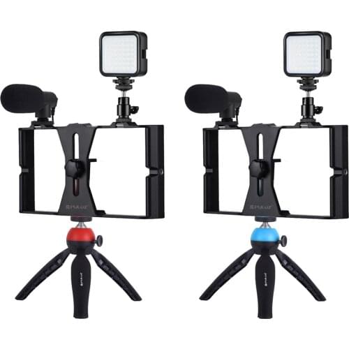 Smartphone Video Rig Kit Selfie Ring Light Microphone Film Making Stabilizer