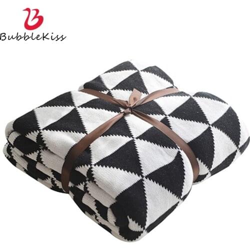 Bubble Kiss Modern Double-Sided Knitted Blanket Simple Geometric Pattern Bed Cover Blanket Fashion Photo Props Shawl Blanket