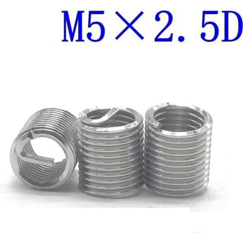 50Pcs M5*2.5D Stainless Steel Coiled Wire Helical Screw Thread Inserts M5 Screw Bushing self tapping thread repair tool