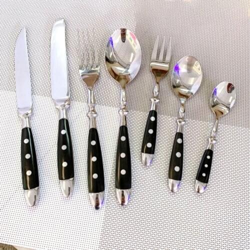 Stainless Steel Cutlery Tableware Knife Fork Spoon Dinnerware Set Black Table Cutlery Kitchen Flatware Set Zero Waste