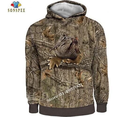 Fashion Streetwear Harajuku Women Hooded Sweatshirt Long Sleeve Casual Mens Hoodie Camo HUNTING ANIMALS Bird 3D Printed Hoodies