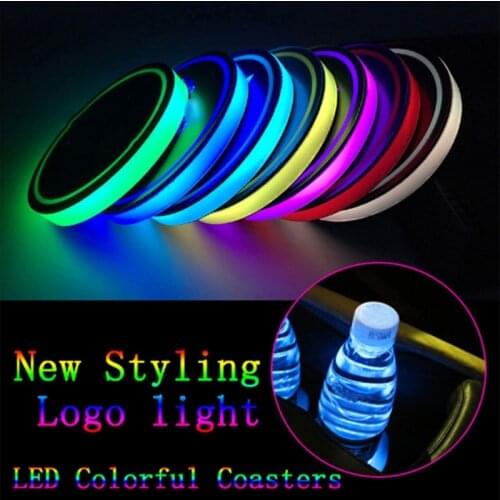 Smart Luminous USB Charging Colorful Non-Slip Coaster Car Interior Atmosphere Light