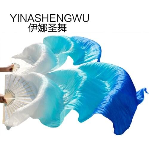 Belly Dancing Silk Fan Stage Performance 100% Silk Belly Dance Fans Gradient Colour Dance Accessories
