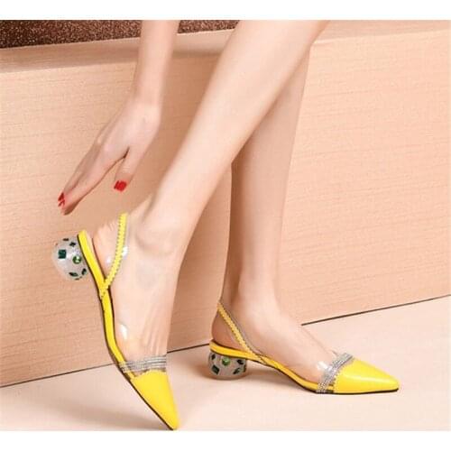 PXELENA Designer Strange Crystal Rhinestone Heel Sandals Women Genuine Patent Leather Pointed Toe Dress Party Shoes Plus Size 41