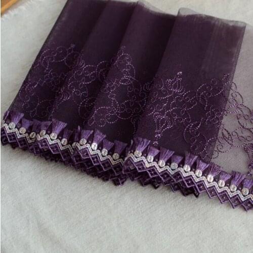 1 Meter Purple Embroid Sewing Ribbon Guipure Lace Trim or Fabric Warp Knitting DIY Garment Accessories African Tassel Lace