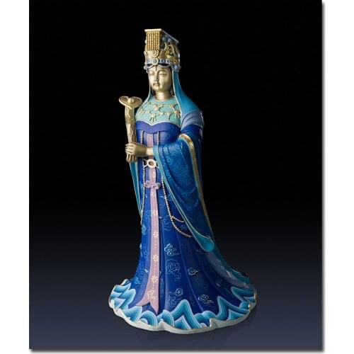 19.2inches Chinese Art Deco Pure Brass Sea-god Lady Mazu Goddess eudemon sculpture Decoration Home Furnishings Gift Statue