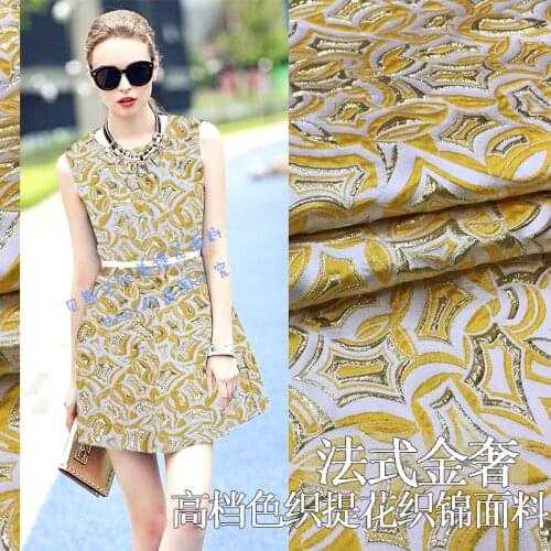 2018 new luxury gold wire yarn-dyed jacquard fabric spring-summer dress fashion fabrics upscale diy jacquard cloth