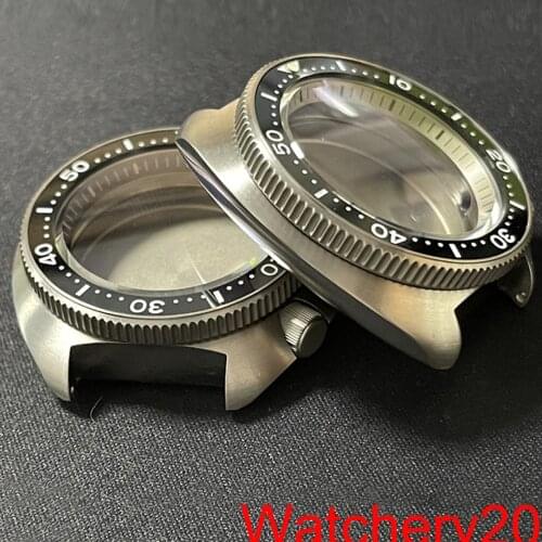 45.2mm Waterproof 200M Fit NH35A Diver Titanium Watch Case Flat Sapphire Crystal Brushed Case