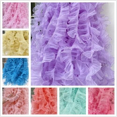 5M/bag Multicolor organza three-dimensional encryption fold lace wedding dress lace accessories