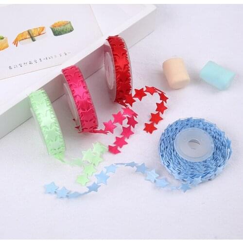 5Yards/Lot 13mm Embossing Stars Satin Ribbon Wedding Party Christmas Ribbon Flowers Gifts Decorated DIY Gift Wrapping 2020 New