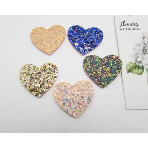 50pcs/lot 3.5cm Shiny/Glitter Heart Padded Appliques For Hair Accessories, Hair clip Accessories, Children garment Decoration