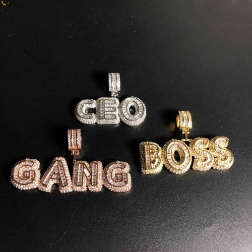 Baguette letter pendant custom nameplate pendant