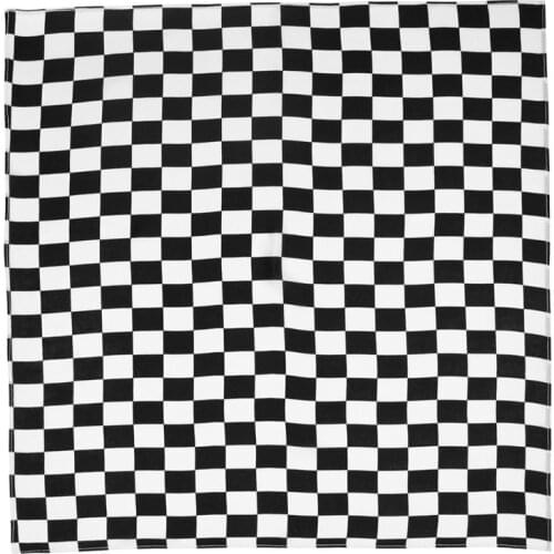 55x55cm White Black Checkered Flag Racing Bandana Unisex Multi-Use Square Headband Motorcycle Outdoor Sports Hair Wrap Wristband