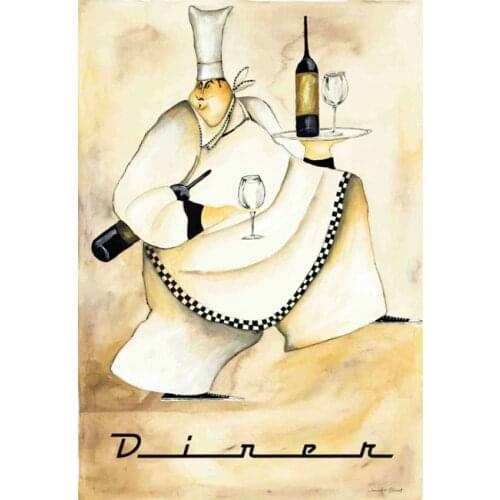 Free shipping cartoon kitchen boy oil painting canvas painting prints printed on canvas wall art room decoration picture