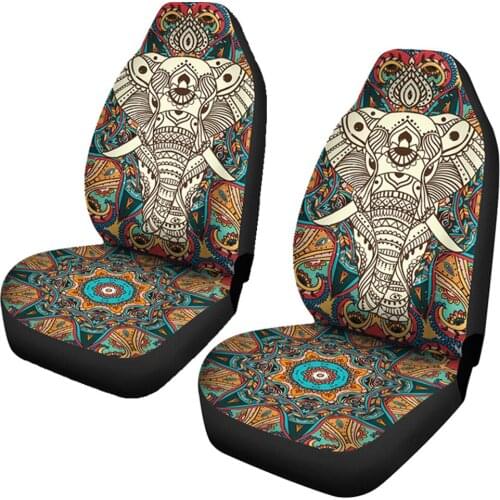 Indian Elephant Car Seat Cover Auto Decorative Accessories Hippie Mandala Front Seat Cover for Women Men Travel Decorative