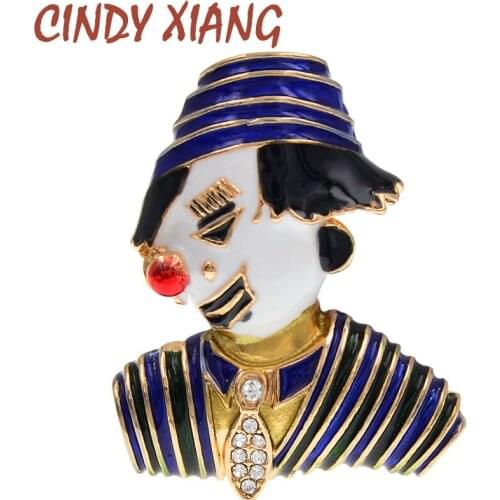 CINDY XIANG New Exaggerate Enamel Metal Clown Brooch For Women Girls Pins Lapel Badges Bag Decorations Party Jewelry 3 Colors