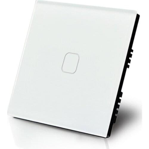 CNSKOU brand newly White UK standard 1 gang 1 way wall touch switch 220V single live line switch panel ,Luxury Crystal Glass