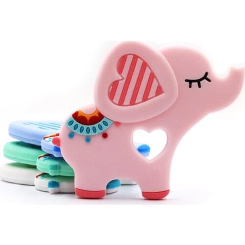 Baby Safe Silicone Teether Rodents Animal Elephant Ring Necklace Teether Infant Toddle Chew Charms Kids Teething Toys Rodent