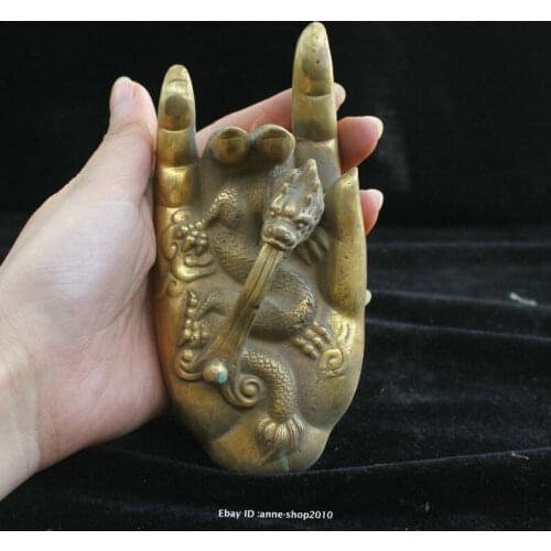 14 Collect China Brass Bronze Coppeer Handmade Buddha hand dragon Sculpture AABC