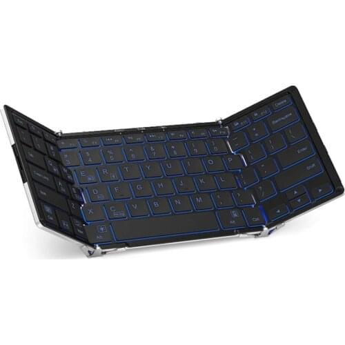 HOT-Bluetooth Keyboard with 3-Color Backlight, Bluetooth 5.1 Multi-Device Foldable Keyboard , Suitable for Ios Windows