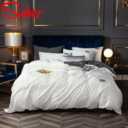 Simple Luxury 4pcs Bedding Set Washed Silk Duvet Cover Set Quilt Modern Brief Bed Linen Sheet 220x240 Queen King Size Bedclothes