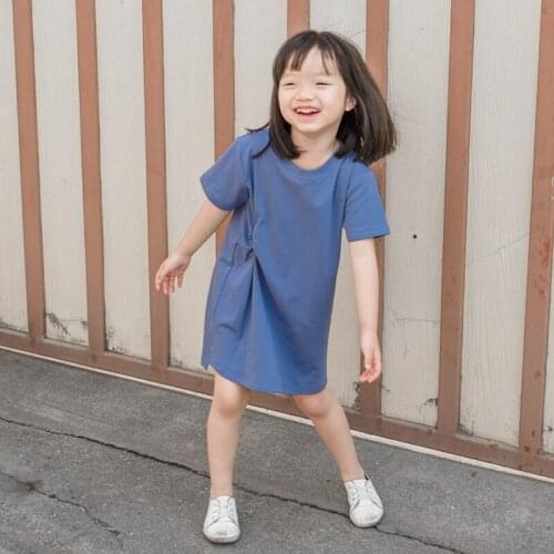 Summer girls' wear cotton short-sleeved T-shirt girls dress waist baby girl dress kids kids clothes